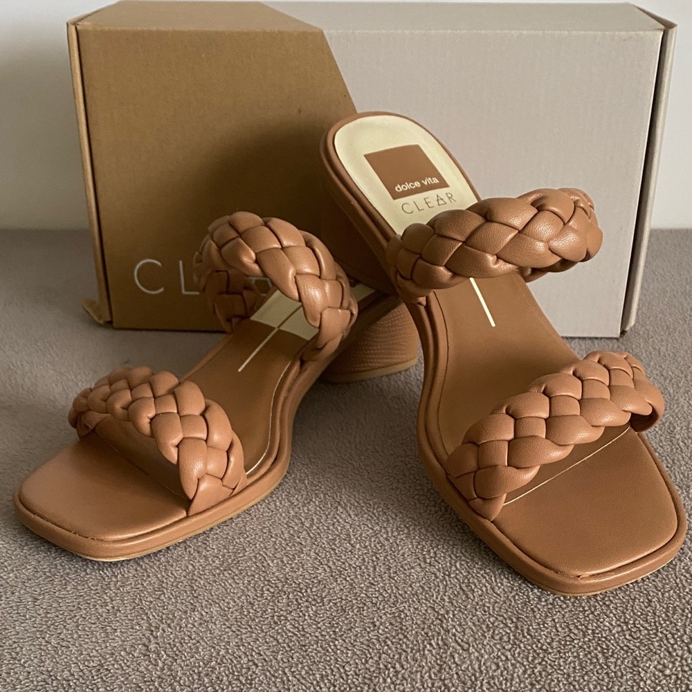 Dolce Vita Braided Double-Strap Slide Sandals in Tan